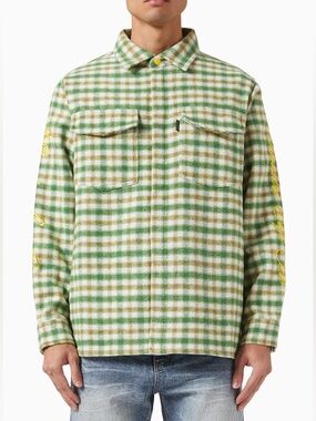Billionaire Boys Club Check Wool Mix Flannel Shirt - Green Size: M Below Retail